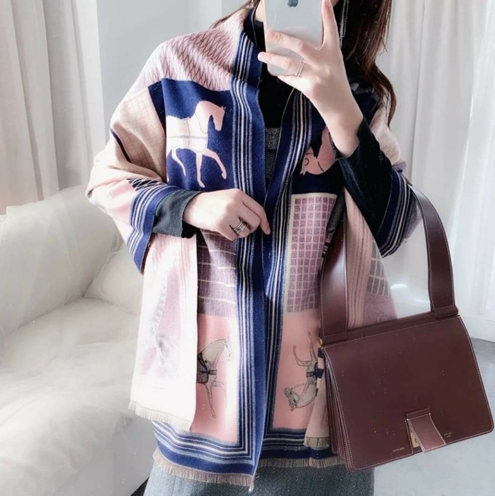 NWOT! Huge Cashmere Horse Scarf